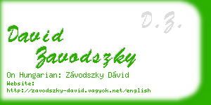 david zavodszky business card